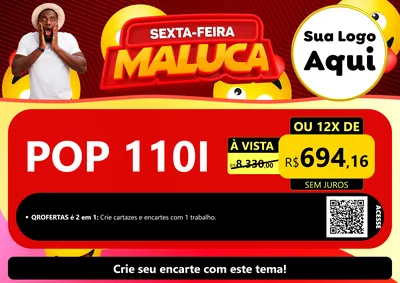 Modelo de Cartaz para Cartaz A4 Horizontal com o tema Sexta-feira Maluca para Concessionaria de Motos