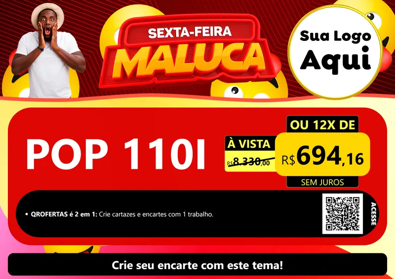 Modelo de Cartaz para Cartaz A4 Horizontal com o tema Sexta-feira Maluca para Concessionaria de Motos