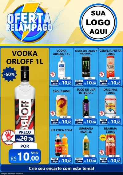 Modelo de Encarte para Encarte A4 Vertical com o tema Oferta Relâmpago para Distribuidora de bebidas