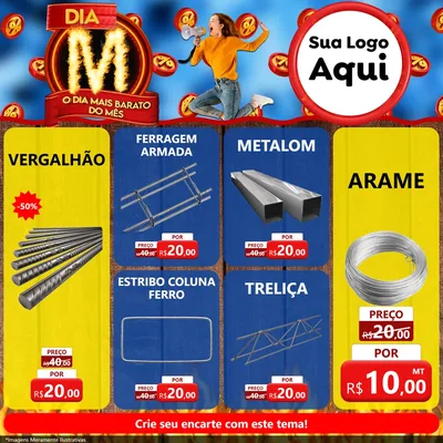 Modelo de Rede Social para Feed Facebook com o tema Dia M - O Dia Mais Barato Do Mês para Ferragens