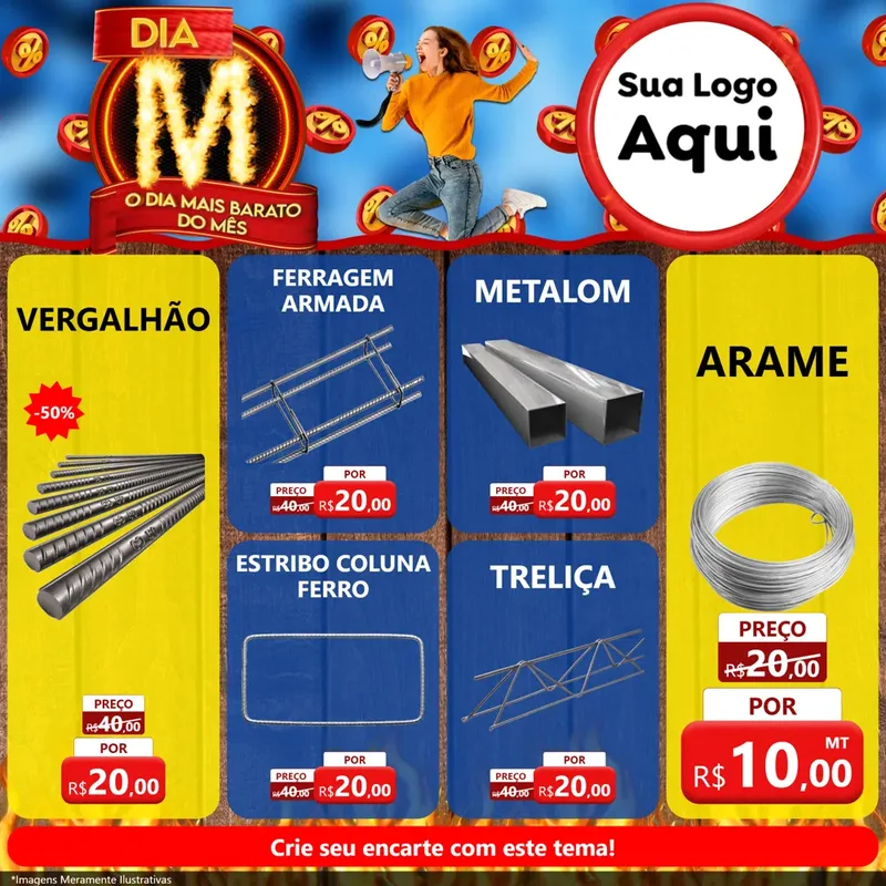 Modelo de Rede Social para Feed Facebook com o tema Dia M - O Dia Mais Barato Do Mês para Ferragens