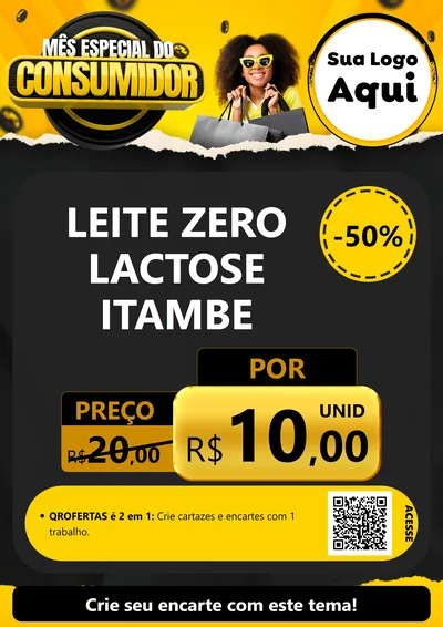 Modelo de Cartaz para Cartaz A4 Vertical com o tema Mês Especial do Consumidor para Frios e Laticínios