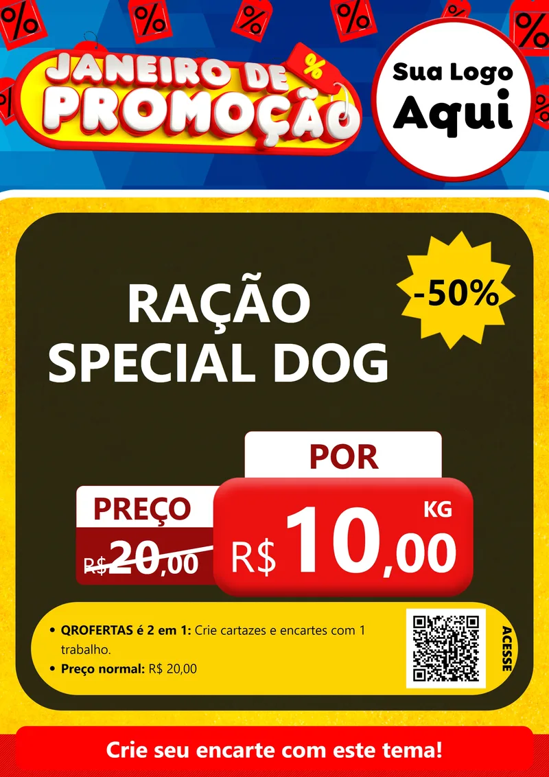 Modelo de Cartaz para Cartaz A4 Vertical com o tema Janeiro de Promoção para Pet Shop