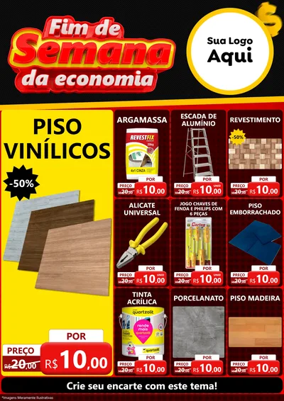 Modelo de Encarte para Encarte A4 Vertical com o tema Fim de Semana da Economia para Material para Construção