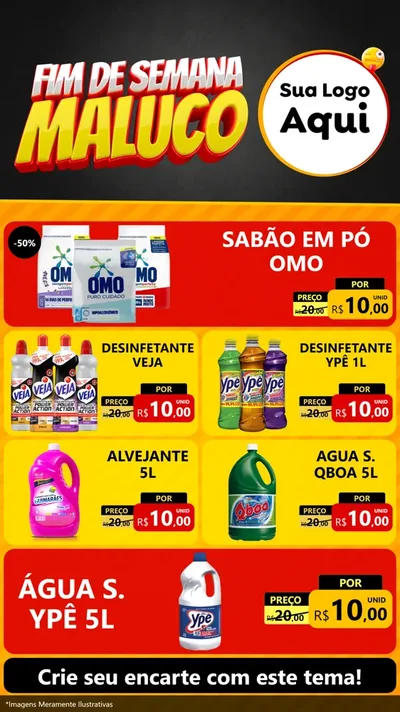 Modelo de TV para TV Vertical com o tema Final de Semana Maluco para Produtos de Limpeza