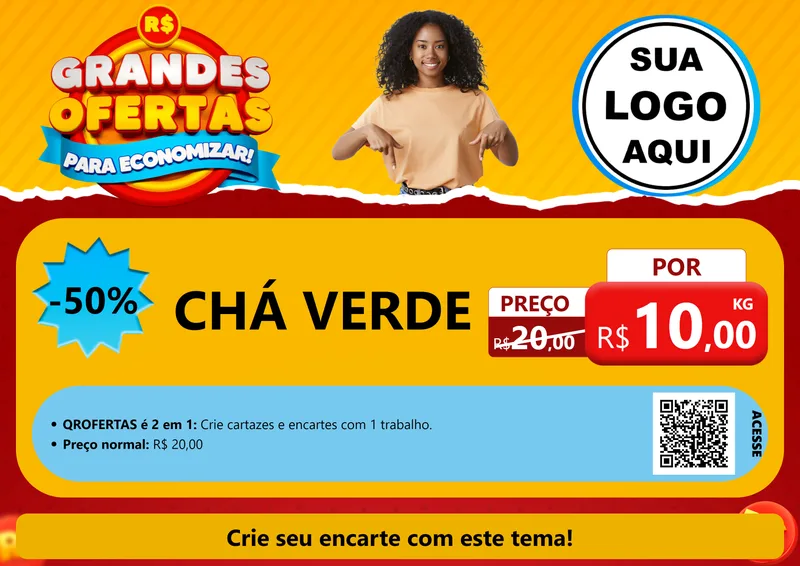 Modelo de Cartaz para Cartaz A4 Horizontal com o tema Grandes Ofertas Para Economizar! para Produtos Naturais