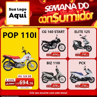 Modelo de Rede Social para Feed Facebook com o tema Semana do Consumidor para Concessionaria de Motos