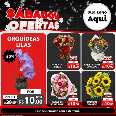 Modelo de Rede Social para Feed Facebook com o tema Sabadou de Ofertas para Floricultura e jardim