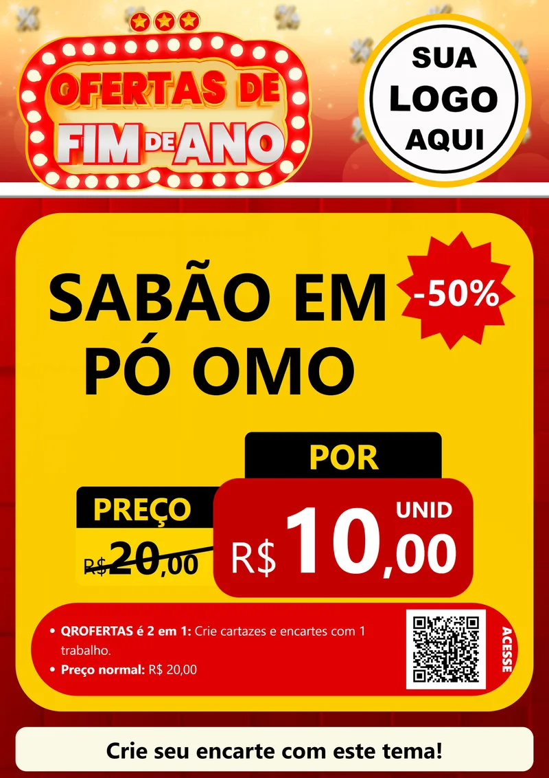Modelo de Cartaz para Cartaz A4 Vertical com o tema Ofertas de Fim de Ano para Produtos de Limpeza