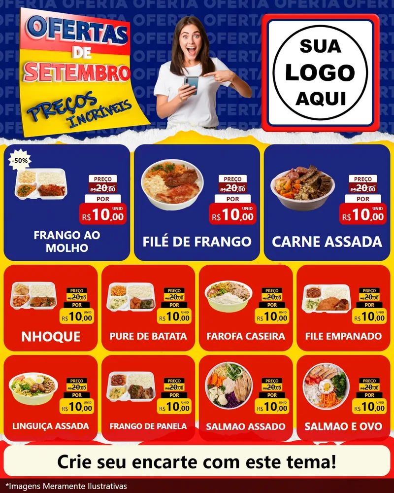 Modelo de Rede Social para Feed Instagram com o tema Ofertas de Setembro - Preços Incríveis para Restaurante