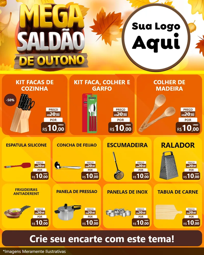 Modelo de Rede Social para Feed Instagram com o tema Mega Saldão de Outono para Utilidades Domésticas