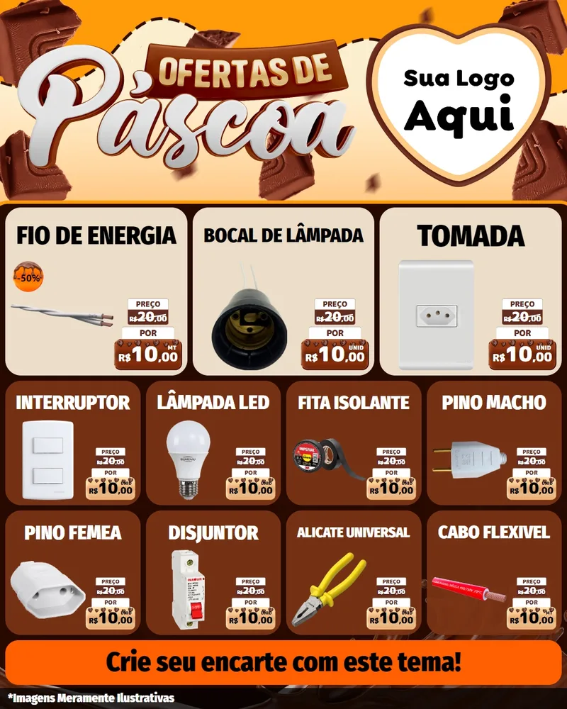 Modelo de Rede Social para Feed Instagram com o tema Ofertas de Páscoa para Materiais Elétricos