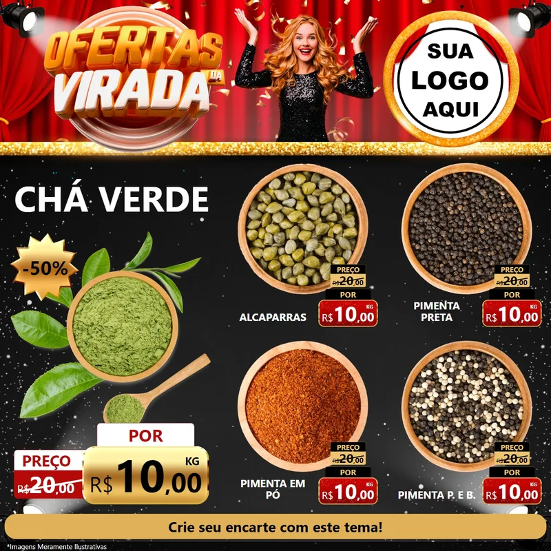 Modelo de Rede Social para Feed Facebook com o tema Ofertas da Virada para Produtos Naturais
