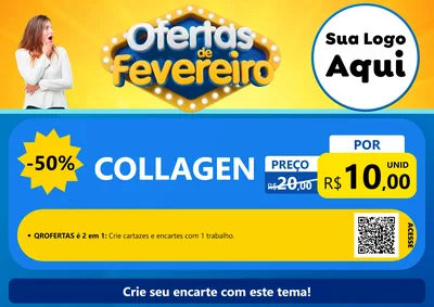 Modelo de Cartaz para Cartaz A4 Horizontal com o tema Ofertas de Fevereiro para Suplementos alimentares