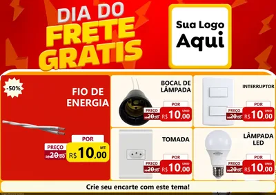 Modelo de Encarte para Encarte A4 Horizontal com o tema Dia do Frete Grátis para Materiais Elétricos