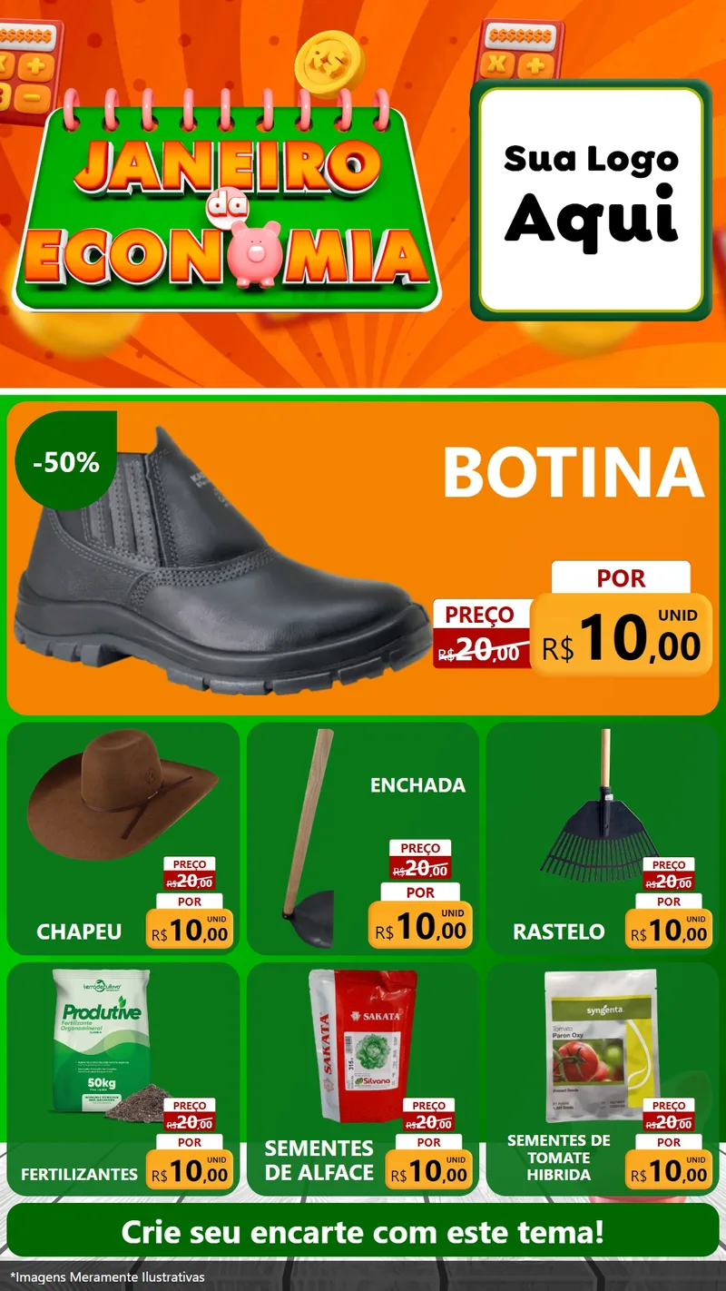 Modelo de Rede Social para Stories com o tema Janeiro da Economia para Agropecuária