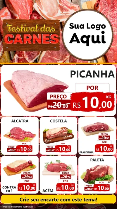 Modelo de Rede Social para Stories com o tema Festival das Carnes para Açougue