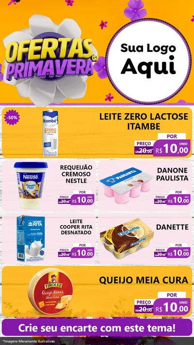 Modelo de TV para TV Vertical com o tema Ofertas Da Primavera para Frios e Laticínios
