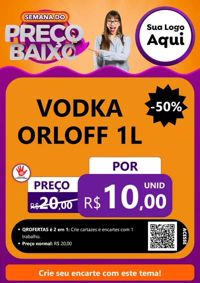 Modelo de Cartaz para Cartaz A4 Vertical com o tema Semana do Preço Baixo para Distribuidora de bebidas