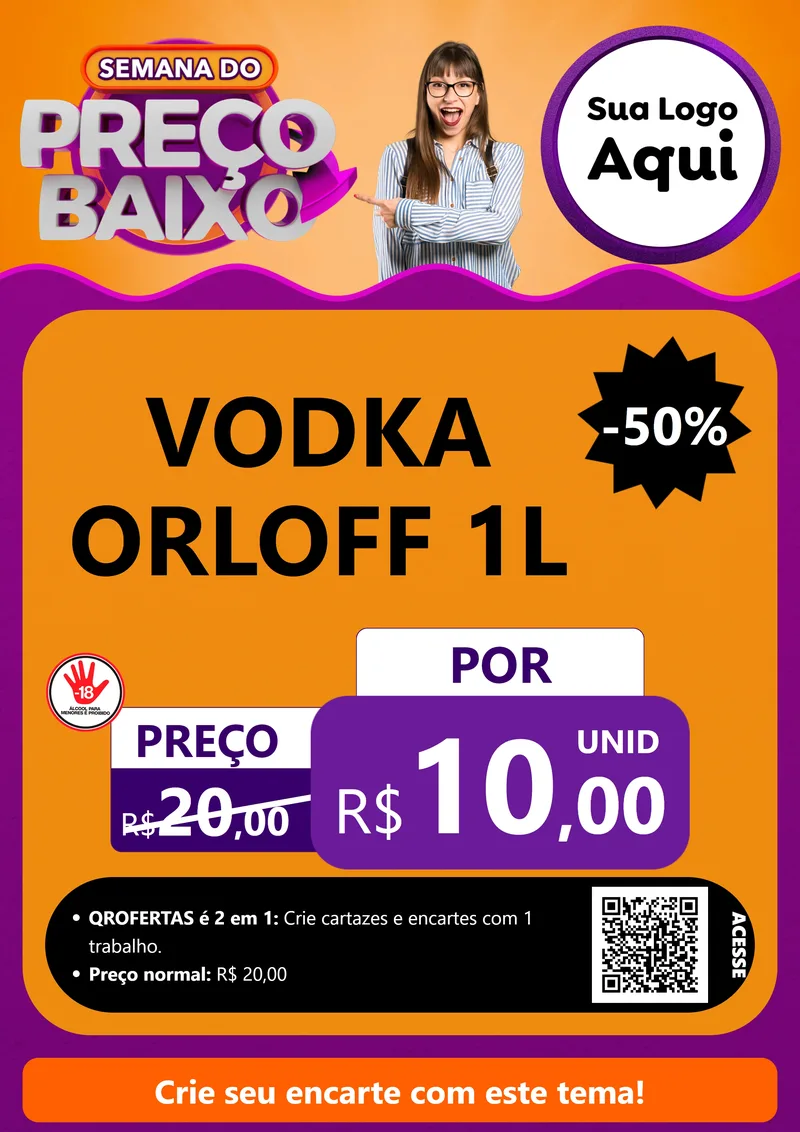 Modelo de Cartaz para Cartaz A4 Vertical com o tema Semana do Preço Baixo para Distribuidora de bebidas