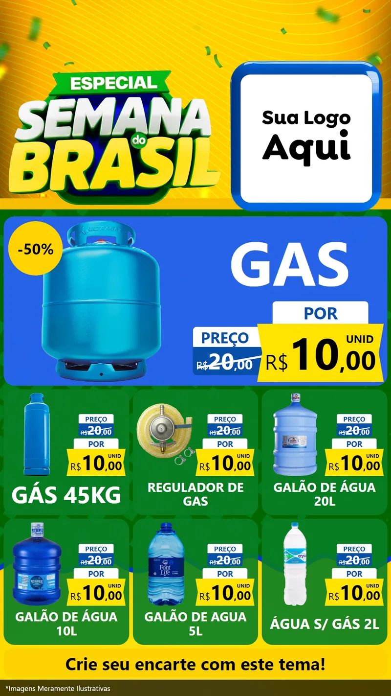 Modelo de Rede Social para Stories com o tema Especial Semana do Brasil para Água e gás