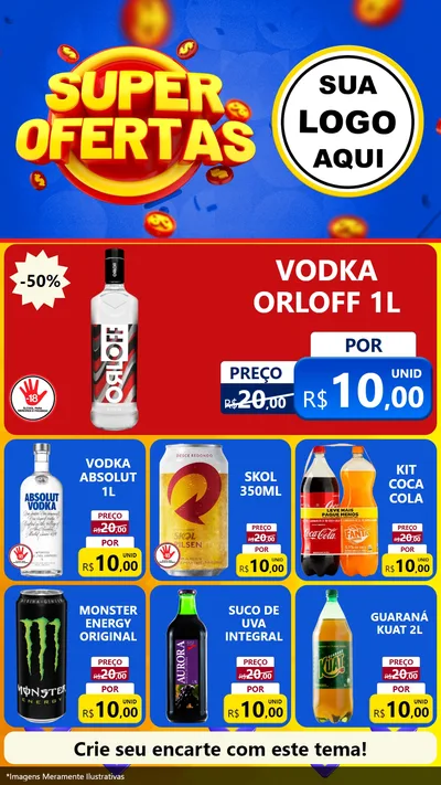 Modelo de Rede Social para Stories com o tema Super Ofertas para Distribuidora de bebidas