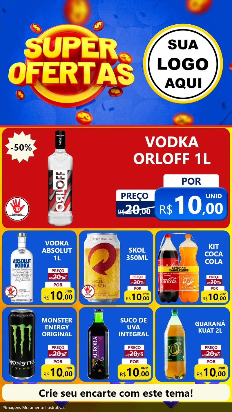 Modelo de Rede Social para Stories com o tema Super Ofertas para Distribuidora de bebidas