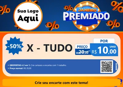 Modelo de Cartaz para Cartaz A4 Horizontal com o tema Janeiro Premiado para Hamburgueria