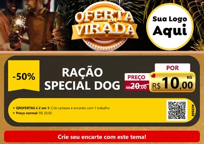 Modelo de Cartaz para Cartaz A4 Horizontal com o tema Oferta da Virada para Pet Shop