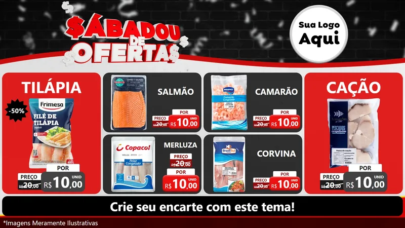 Modelo de TV para TV Horizontal com o tema Sabadou de Ofertas para Peixaria