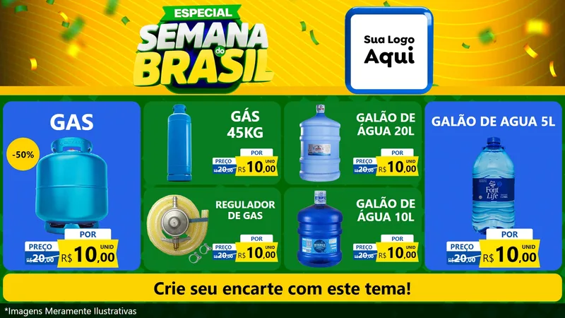 Modelo de TV para TV Horizontal com o tema Especial Semana do Brasil para Água e gás