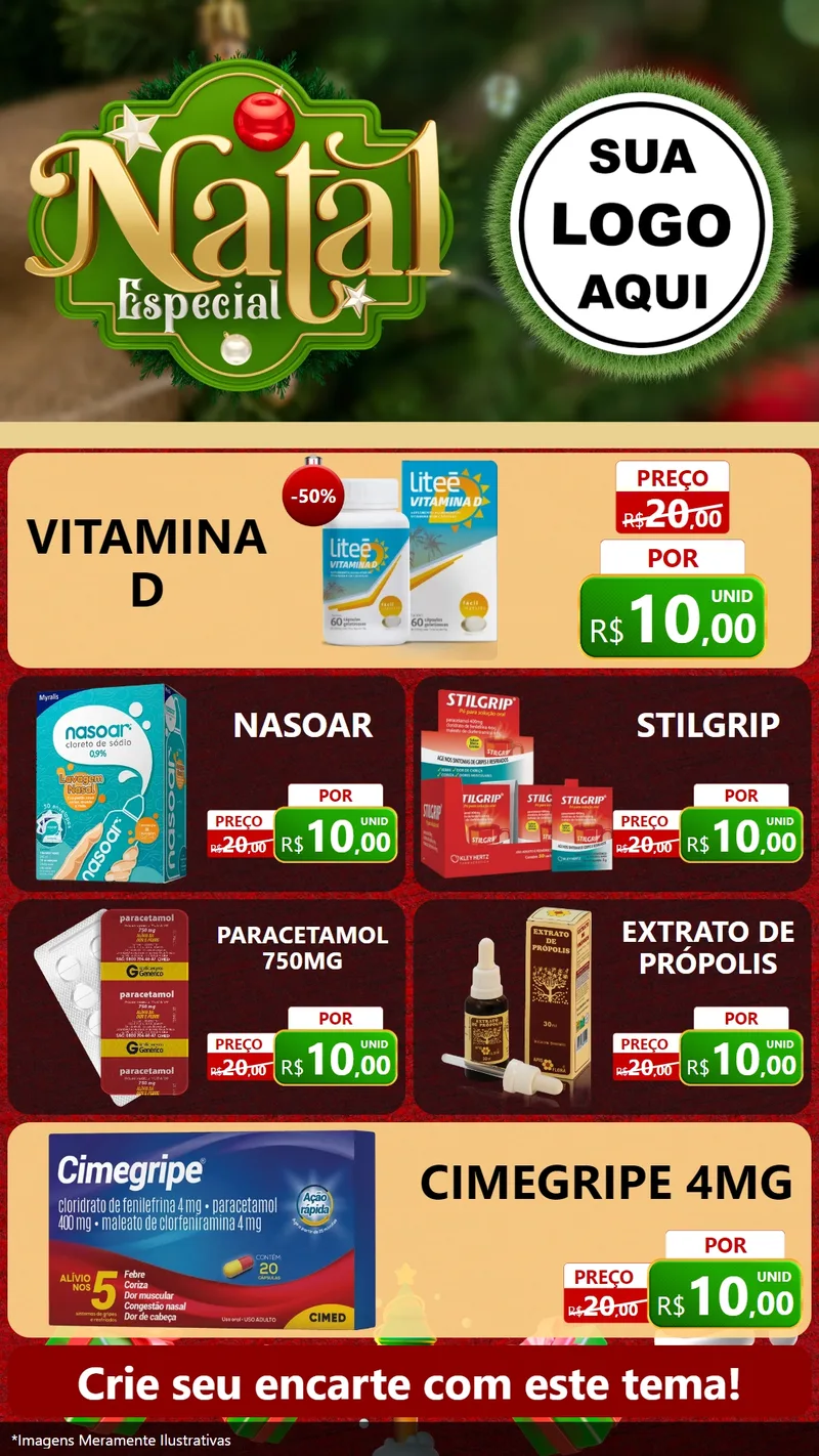 Modelo de TV para TV Vertical com o tema Natal Especial para Farmácia