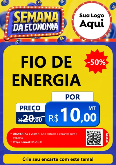 Modelo de Cartaz para Cartaz A4 Vertical com o tema Semana da Economia para Materiais Elétricos