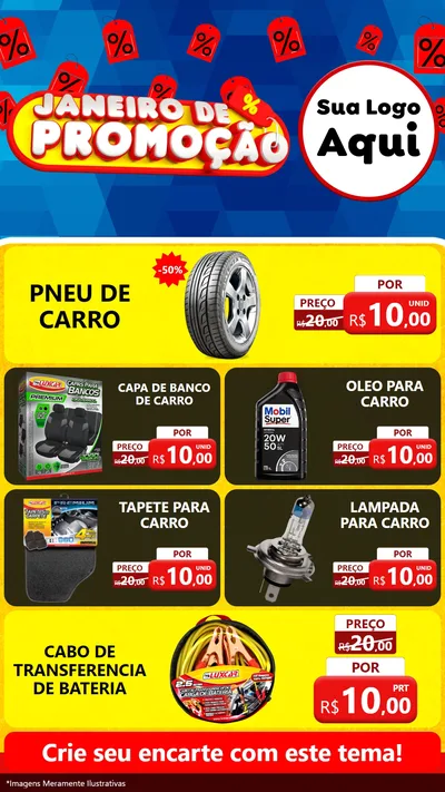 Modelo de TV para TV Vertical com o tema Janeiro de Promoção para Auto peças