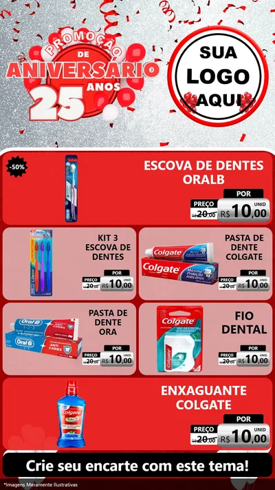 Modelo de TV para TV Vertical com o tema Promoção de Aniversário - 25Anos para Higiene Pessoal