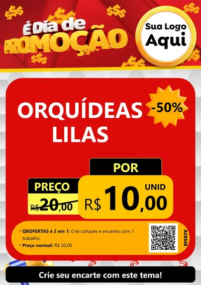 Modelo de Cartaz para Cartaz A4 Vertical com o tema É Dia De Promoção para Floricultura e jardim