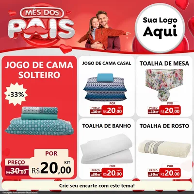 Modelo de Rede Social para Feed Facebook com o tema Mês dos Pais para Cama, Mesa e Banho