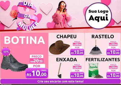 Modelo de Encarte para Encarte A4 Horizontal com o tema Dia da Mulher para Agropecuária