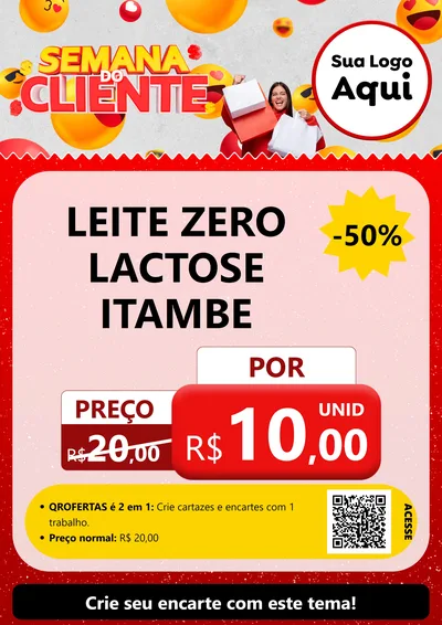 Modelo de Cartaz para Cartaz A4 Vertical com o tema Semana do Cliente para Frios e Laticínios