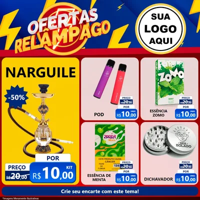Modelo de Rede Social para Feed Facebook com o tema Ofertas Relâmpago para Tabacaria