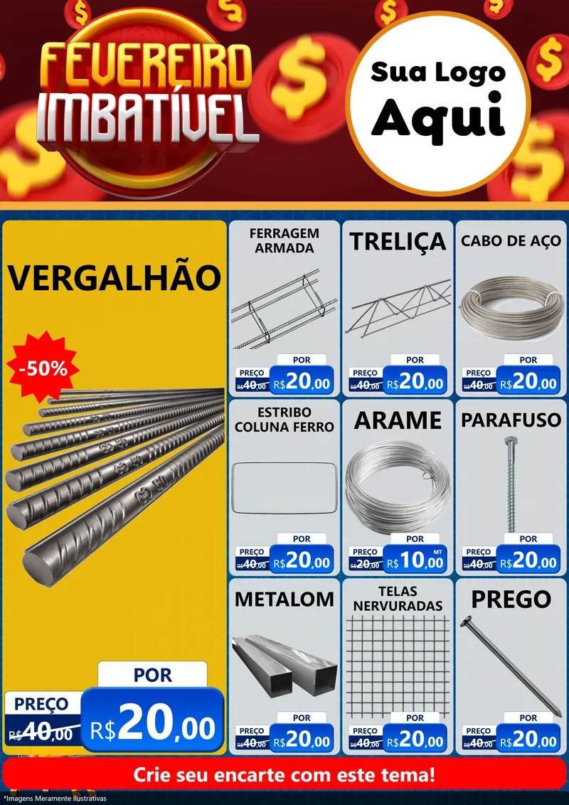 Modelo de Encarte para Encarte A4 Vertical com o tema Fevereiro Imbatível para Ferragens