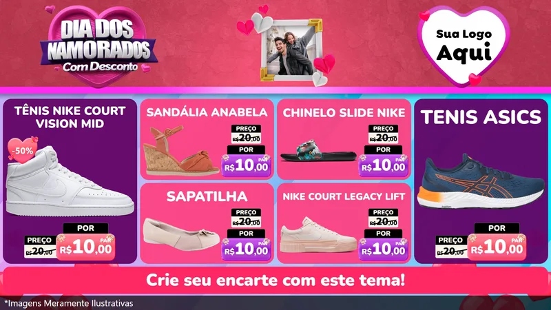 Modelo de TV para TV Horizontal com o tema Dia Dos Namorados Com Desconto para Calçados