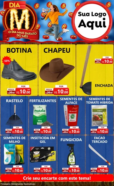Modelo de Encarte para Encarte Grande com o tema Dia M - O Dia Mais Barato Do Mês para Agropecuária