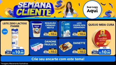 Modelo de TV para TV Horizontal com o tema Semana do Cliente para Frios e Laticínios