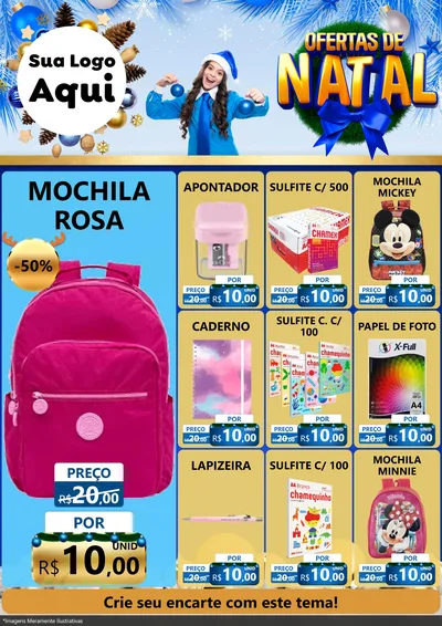 Modelo de Encarte para Encarte A4 Vertical com o tema Ofertas de Natal para Papelaria