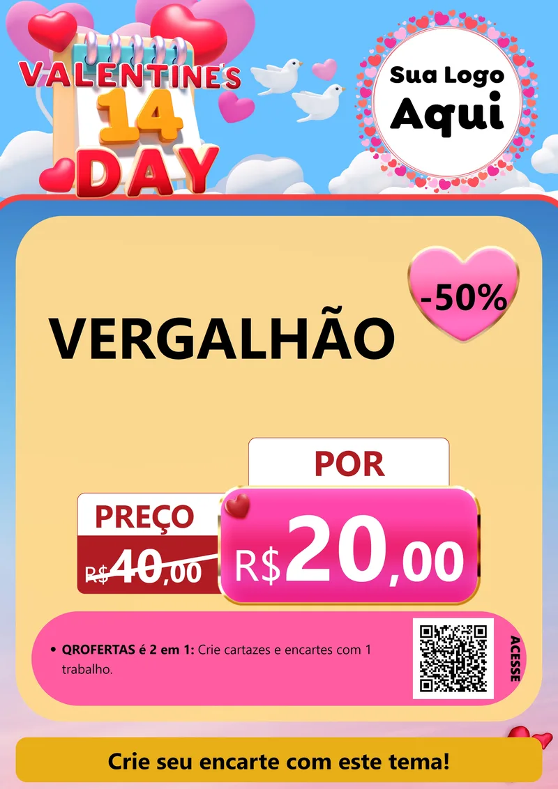 Modelo de Cartaz para Cartaz A4 Vertical com o tema Valentine's Day para Ferragens