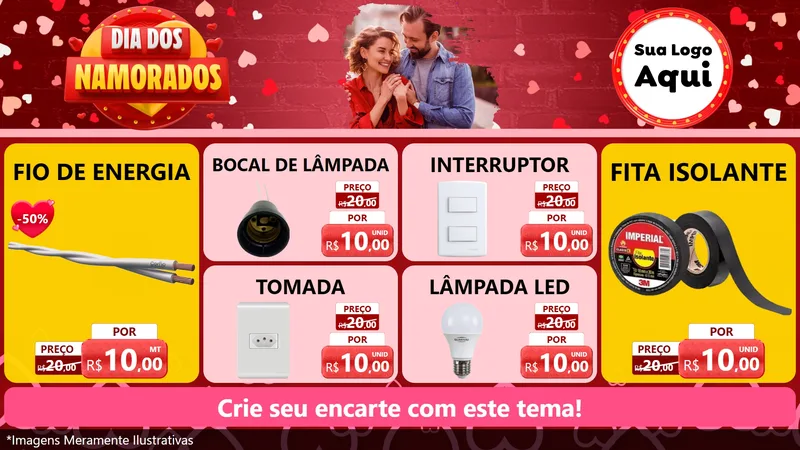 Modelo de TV para TV Horizontal com o tema Dia Dos Namorados para Materiais Elétricos