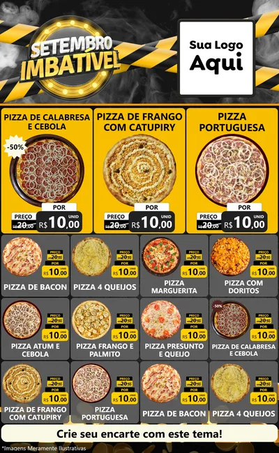 Modelo de Encarte para Encarte Grande com o tema Setembro Imbatível para Pizzaria