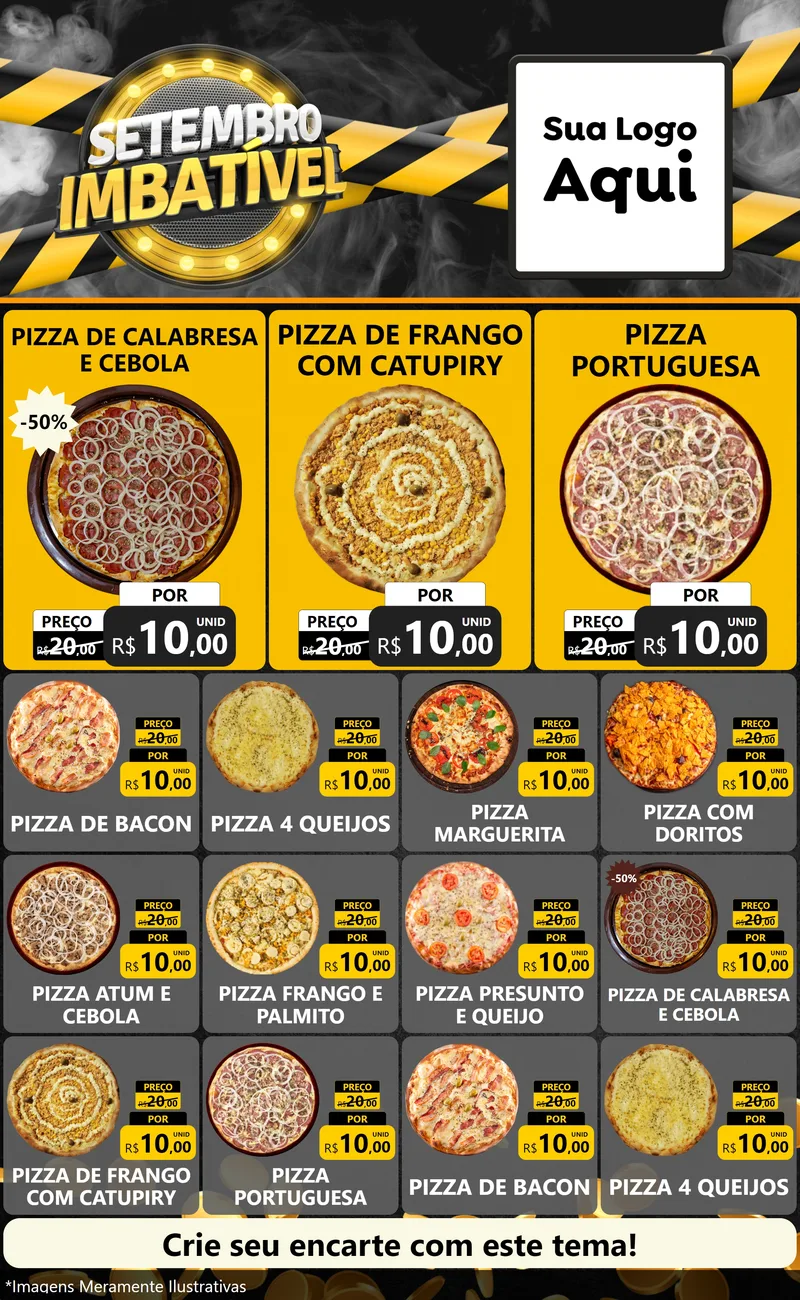 Modelo de Encarte para Encarte Grande com o tema Setembro Imbatível para Pizzaria