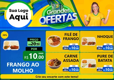 Modelo de Encarte para Encarte A4 Horizontal com o tema Grandes Ofertas para Restaurante